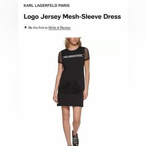 KARL LAGERFELD PARIS Logo Jersey Mesh-Sleeve Dress